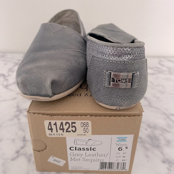 Grey Sequence leather combination TOMS size 6.5 limited edition - Picture 1 of 2